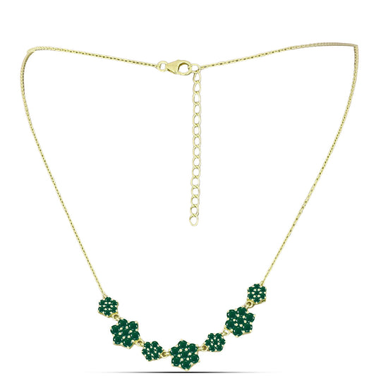 Colar de Prata com Banho de Ouro com Ágata Verde  Contraste: Cabeca de Veado (800)