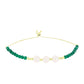 Pulseira de Prata com Banho de Ouro com Ágata Verde e Pérola Branca de Água Doce