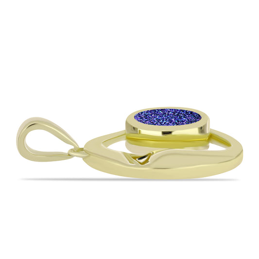Pendente de Prata com Banho de Ouro com Drusy Roxo  Contraste: Cabeca de Veado (800)