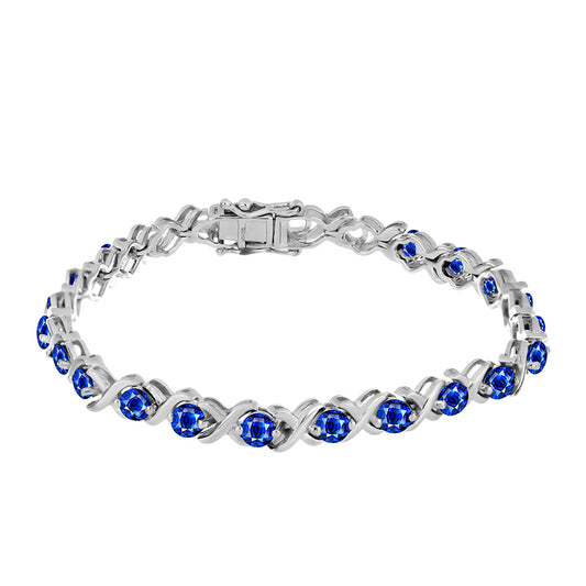 Pulseira de Prata com Safira Azul Australiana  Contraste: Cabeca de Veado (800)