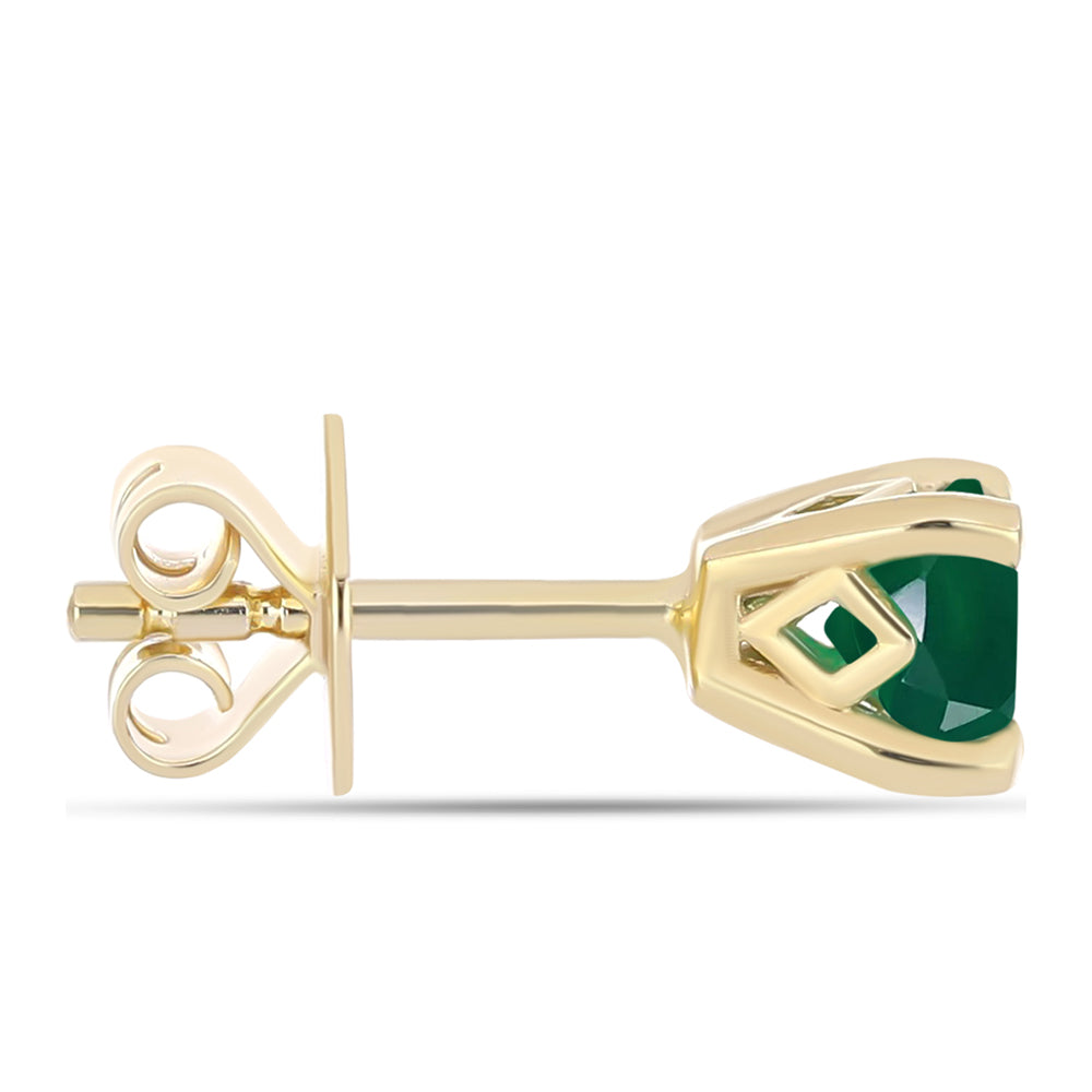 Brincos de Prata com Banho de Ouro com Ágata Verde 2 