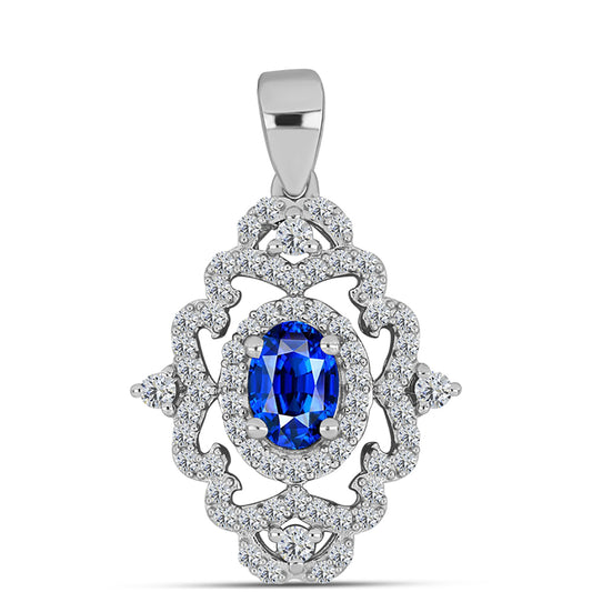Pendente de Prata com Safira Azul Australiana e Topázio Branco