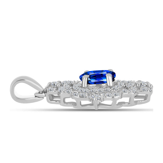 Pendente de Prata com Safira Azul Australiana e Topázio Branco