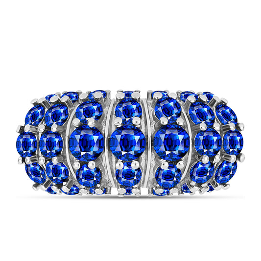 Anel de Prata com Safira Azul Australiana  Contraste: Cabeca de Veado (800)