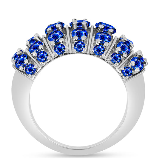 Anel de Prata com Safira Azul Australiana  Contraste: Cabeca de Veado (800)