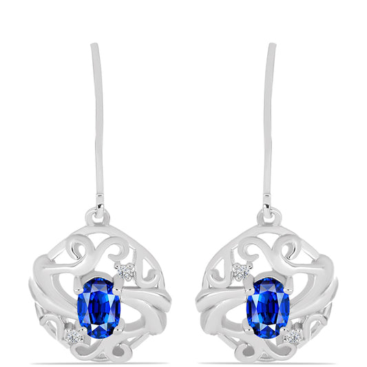 Brincos de Prata com Safira Azul Australiana e Topázio Branco
