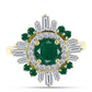Anel de Prata com Banho de Ouro com Ágata Verde e Zircão Branco  Contraste: Cabeca de Veado (800)