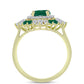 Anel de Prata com Banho de Ouro com Ágata Verde e Zircão Branco  Contraste: Cabeca de Veado (800)