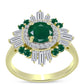 Anel de Prata com Banho de Ouro com Ágata Verde e Zircão Branco  Contraste: Cabeca de Veado (800)