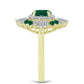 Anel de Prata com Banho de Ouro com Ágata Verde e Zircão Branco  Contraste: Cabeca de Veado (800)
