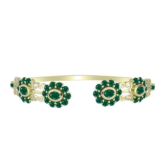 Pulseira de Prata com Banho de Ouro com Ágata Verde  Contraste: Cabeca de Veado (800)