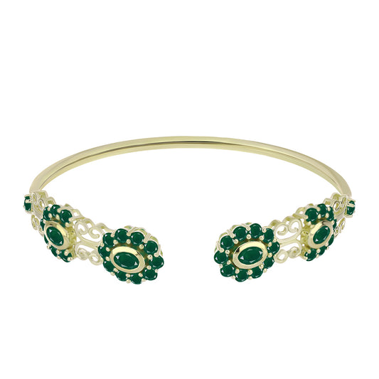 Pulseira de Prata com Banho de Ouro com Ágata Verde  Contraste: Cabeca de Veado (800)