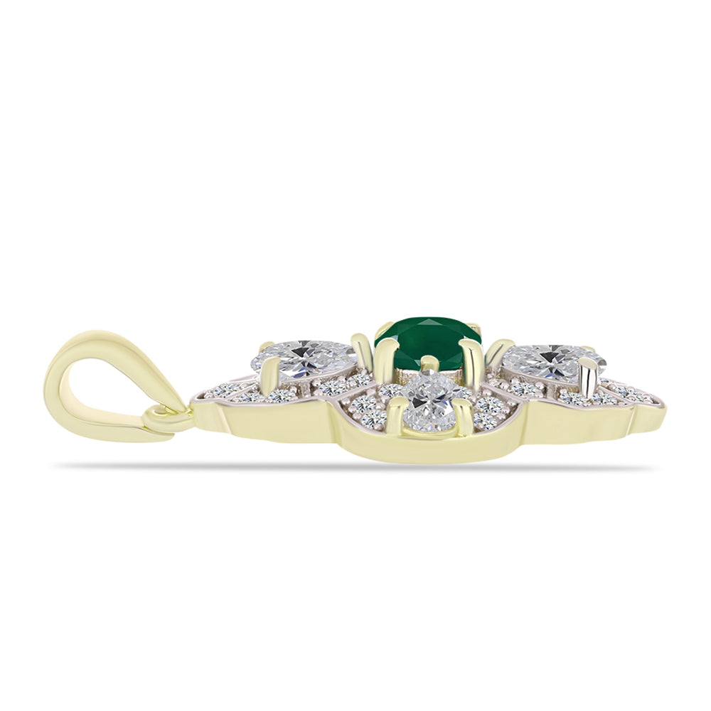 Pendente de Prata com Banho de Ouro com Ágata Verde e Topázio Branco 2 
