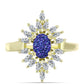 Anel de Prata com Banho de Ouro com Drusy Roxo e Zircão Branco  Contraste: Cabeca de Veado (800)
