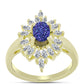 Anel de Prata com Banho de Ouro com Drusy Roxo e Zircão Branco  Contraste: Cabeca de Veado (800)