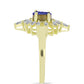 Anel de Prata com Banho de Ouro com Drusy Roxo e Zircão Branco  Contraste: Cabeca de Veado (800)