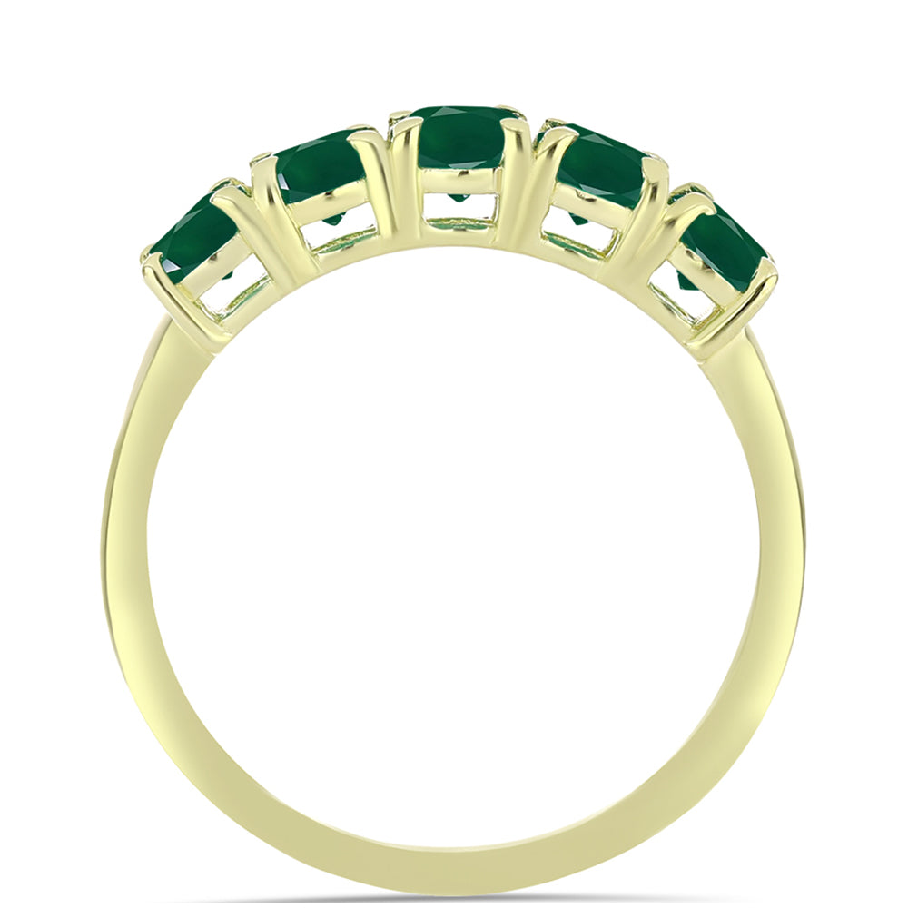 Anel de Prata com Banho de Ouro com Ágata Verde 2 
