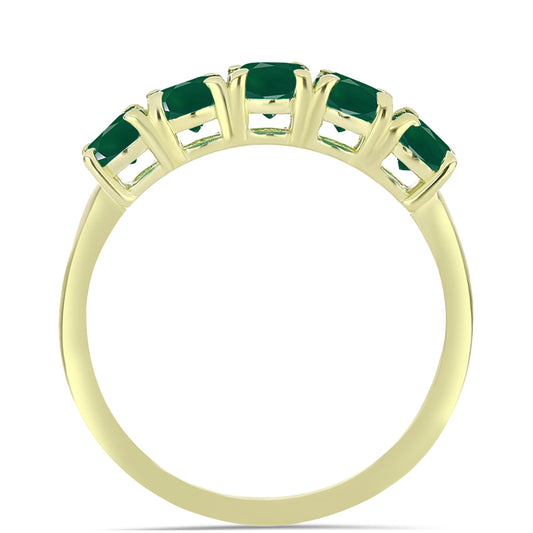 Anel de Prata com Banho de Ouro com Ágata Verde