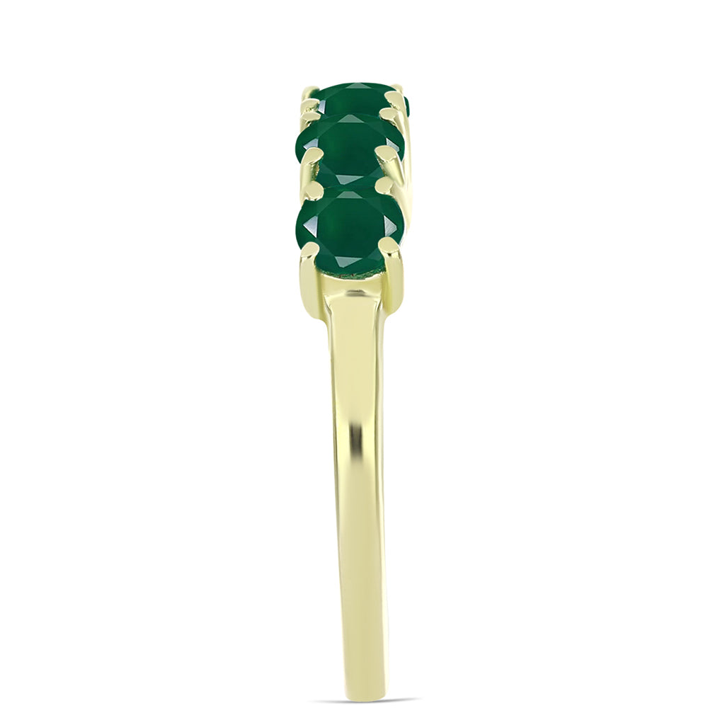 Anel de Prata com Banho de Ouro com Ágata Verde