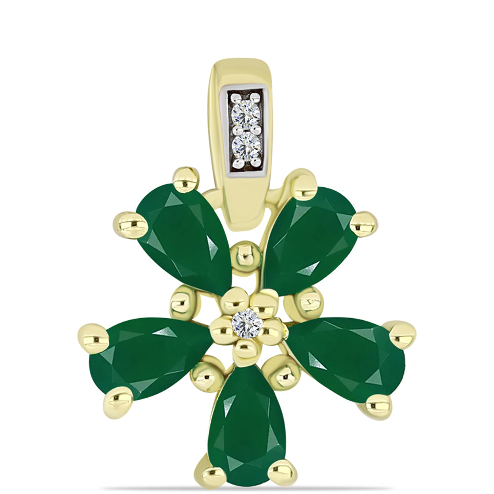 Pendente de Prata com Banho de Ouro com Ágata Verde e Topázio Branco