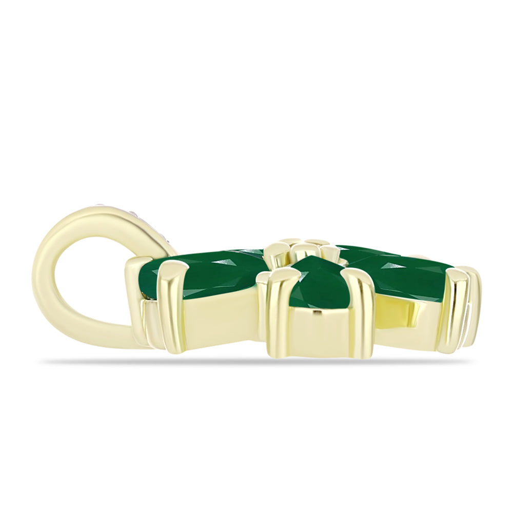Pendente de Prata com Banho de Ouro com Ágata Verde e Topázio Branco 2 
