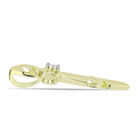 Cruz Pendente de Prata com Banho de Ouro com Diamante Branco