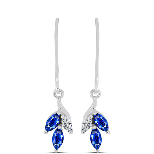 Brincos de Prata com Safira Azul Australiana e Topázio Branco
