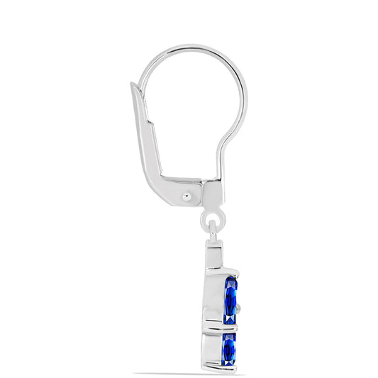 Brincos de Prata com Safira Azul Australiana e Topázio Branco