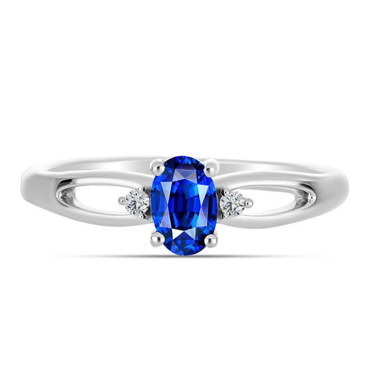 Anel de Prata com Safira Azul Australiana e Topázio Branco