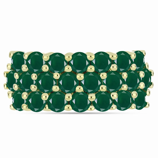 Anel de Prata com Banho de Ouro com Ágata Verde  Contraste: Cabeca de Veado (800)