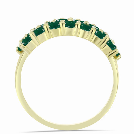 Anel de Prata com Banho de Ouro com Ágata Verde  Contraste: Cabeca de Veado (800)