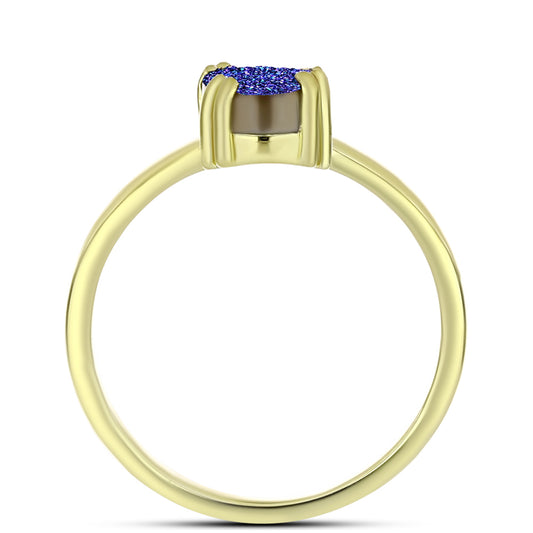 Anel de Prata com Banho de Ouro com Drusy Roxo