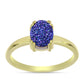 Anel de Prata com Banho de Ouro com Drusy Roxo