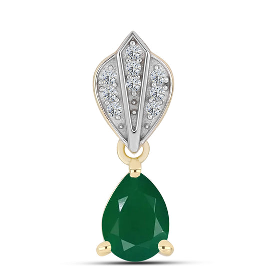 Pendente de Prata com Banho de Ouro com Ágata Verde e Topázio Branco