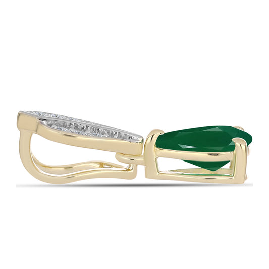 Pendente de Prata com Banho de Ouro com Ágata Verde e Topázio Branco