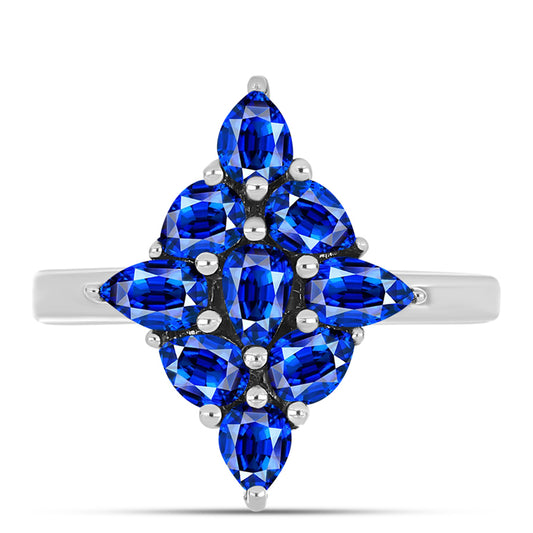 Anel de Prata com Safira Azul Australiana  Contraste: Cabeca de Veado (800)