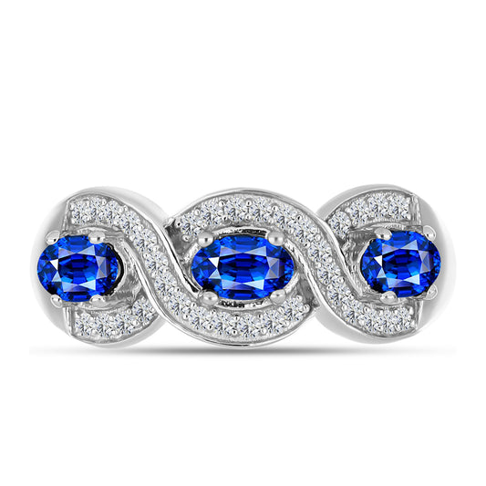 Anel de Prata com Safira Azul Australiana e Topázio Branco  Contraste: Cabeca de Veado (800)