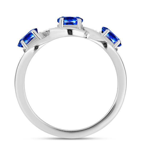 Anel de Prata com Safira Azul Australiana e Topázio Branco  Contraste: Cabeca de Veado (800)