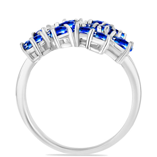 Anel de Prata com Safira Azul Australiana e Topázio Branco  Contraste: Cabeca de Veado (800)