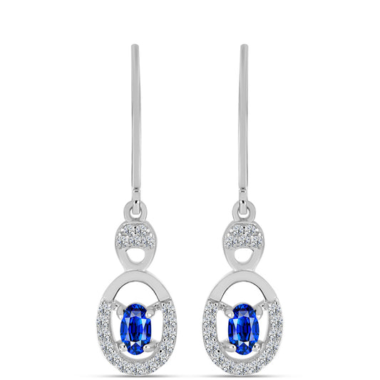 Brincos de Prata com Safira Azul Australiana e Topázio Branco