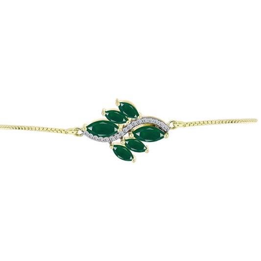 Pulseira de Prata com Banho de Ouro com Ágata Verde  Contraste: Cabeca de Veado (800)