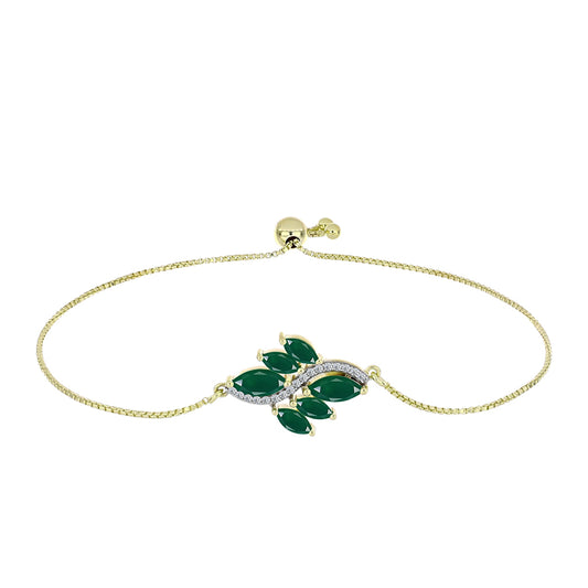 Pulseira de Prata com Banho de Ouro com Ágata Verde  Contraste: Cabeca de Veado (800)