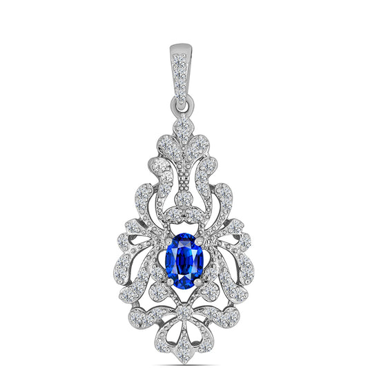 Pendente de Prata com Safira Azul Australiana e Topázio Branco