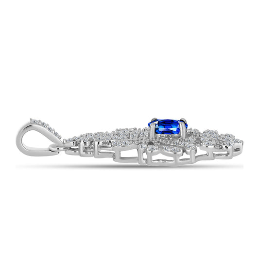Pendente de Prata com Safira Azul Australiana e Topázio Branco