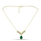 Colar de Prata com Banho de Ouro com Ágata Verde e Topázio Branco  Contraste: Cabeca de Veado (800)