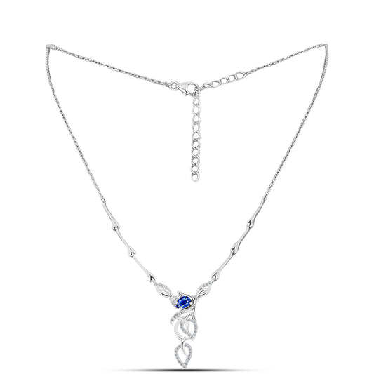 Colar de Prata com Safira Azul Australiana e Topázio Branco  Contraste: Cabeca de Veado (800)