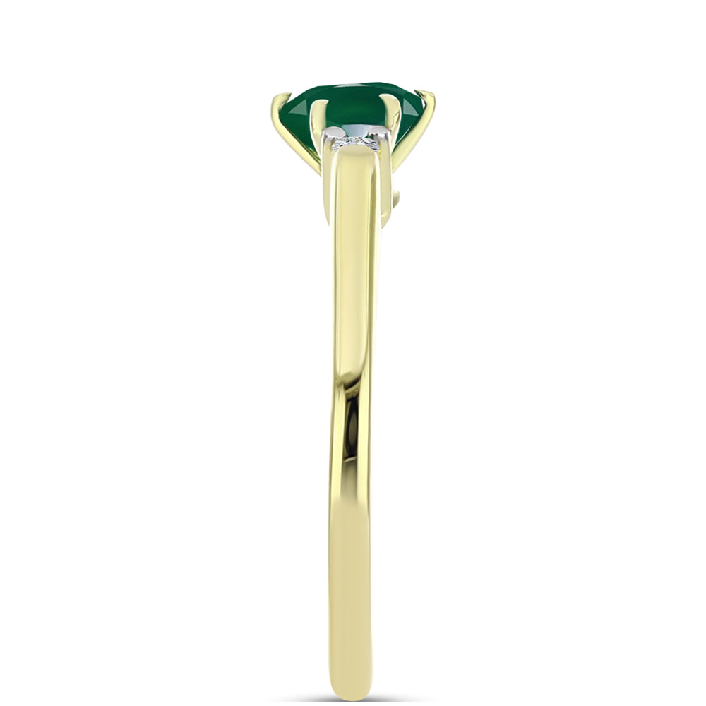 Anel de Prata com Banho de Ouro com Ágata Verde e Topázio Branco 4 