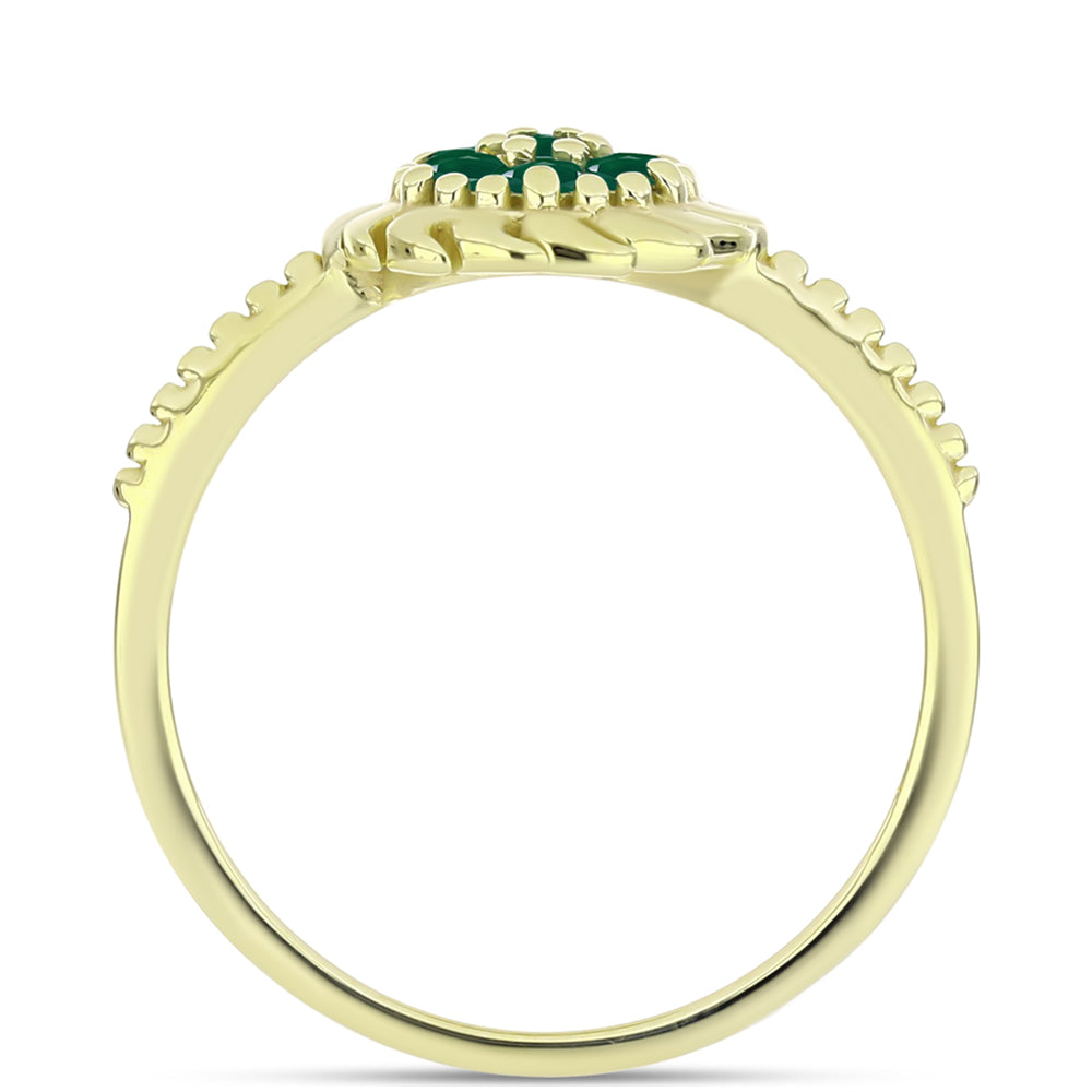 Anel de Prata com Banho de Ouro com Ágata Verde 2 