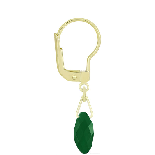Brincos de Prata com Banho de Ouro com Ágata Verde