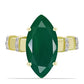 Anel de Prata com Banho de Ouro com Ágata Verde e Topázio Branco  Contraste: Cabeca de Veado (800)